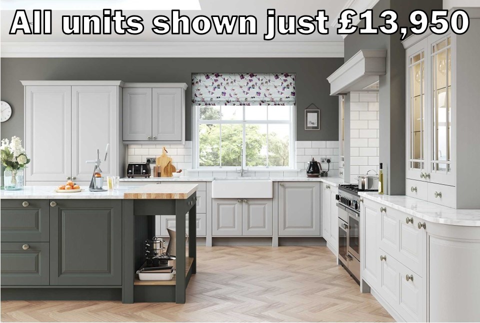 light grey raised and fielded kitchen 2