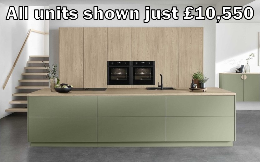 green matt handleless kitchen 200.1