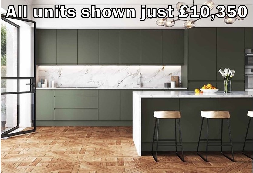 Army Green Handleless kitchen 5.1