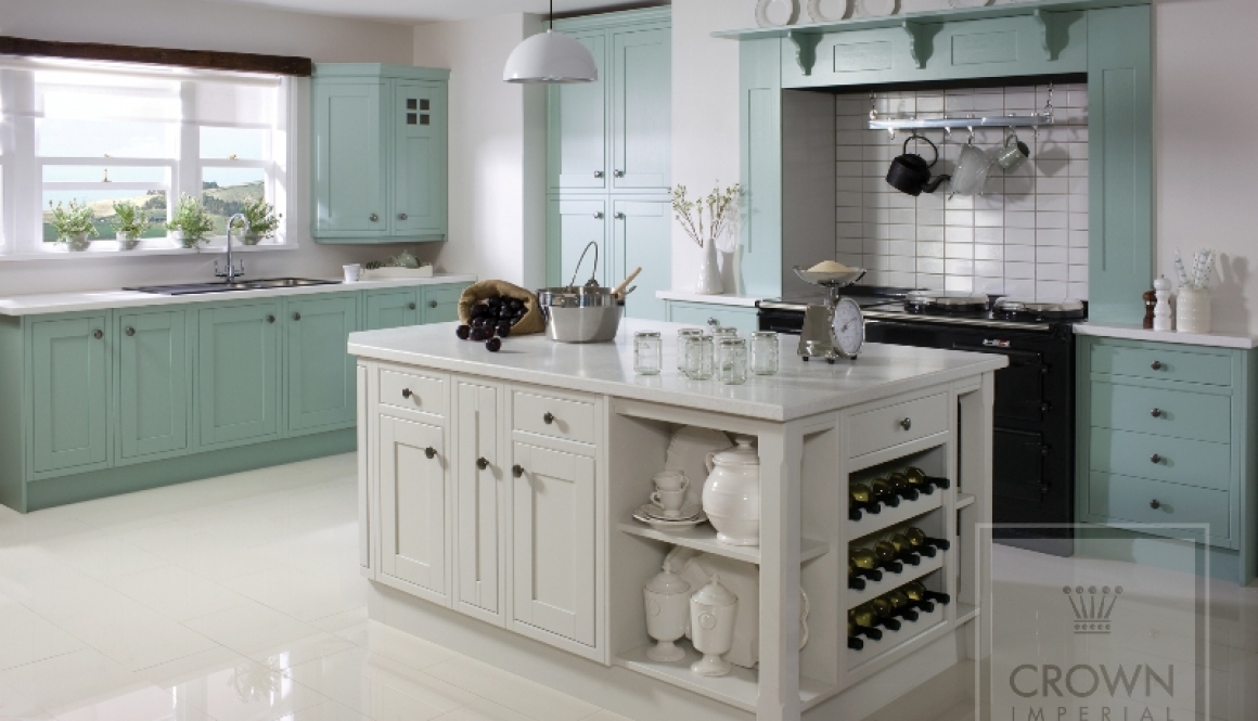 Country kitchen Green Blue & Off White