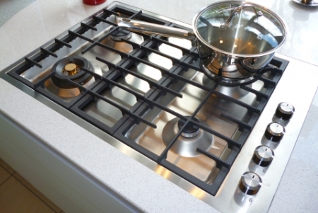 Designer kitchen flush fit gas hob