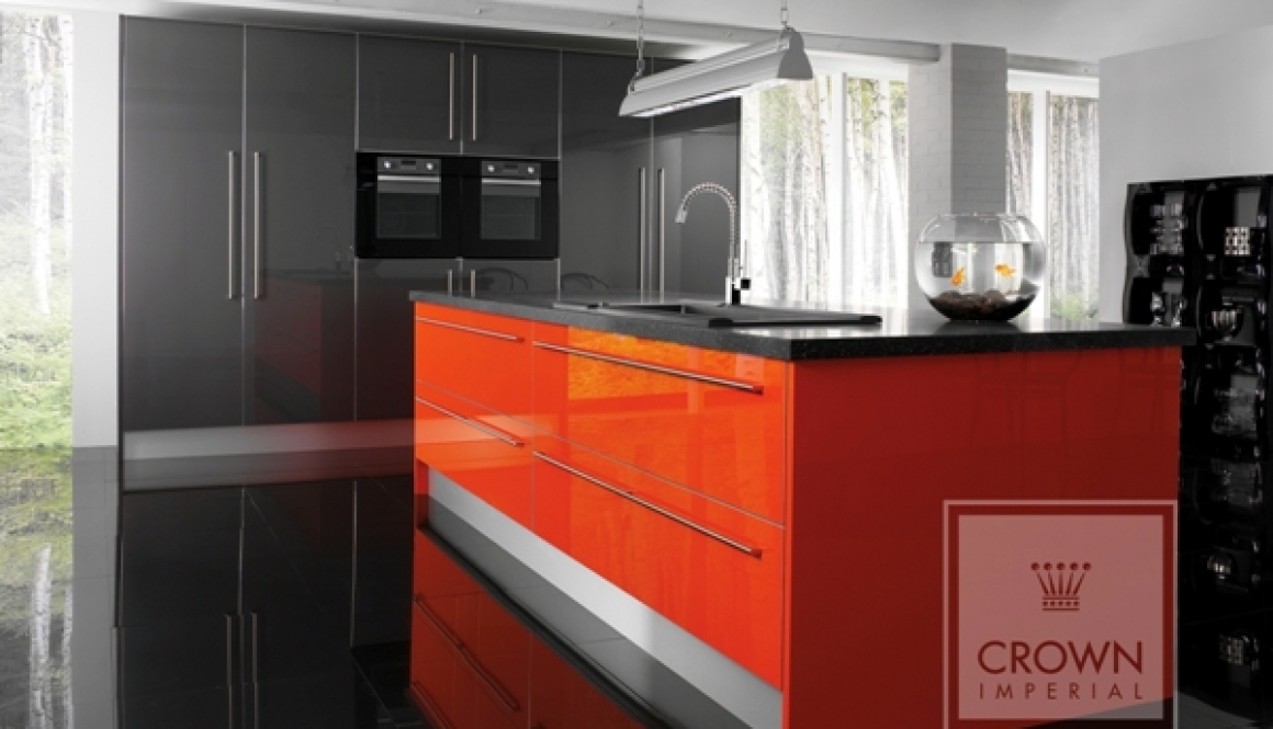 Orange Metallic Dark Grey Gloss Kitchen