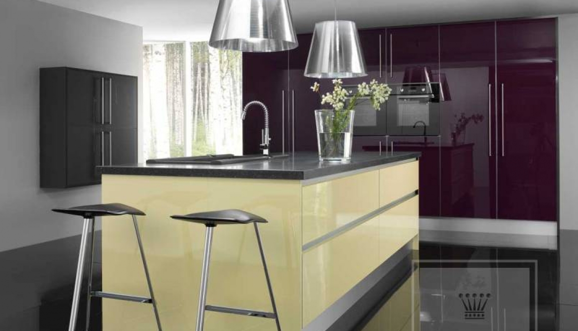 Yellow Plum Metallic Dark Grey Gloss Kitchen 2