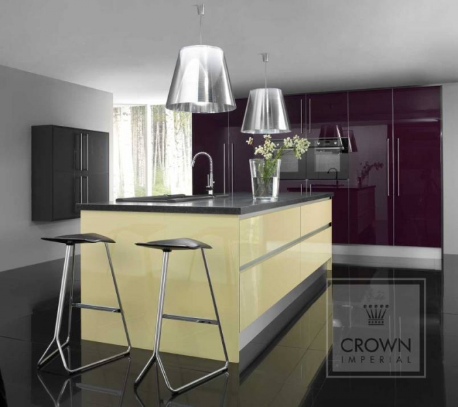 Yellow Plum Metallic Dark Grey Gloss Kitchen 2