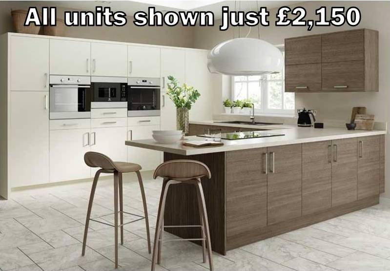 dark wood & cream matt slab kitchen 3 — KitchenFindr