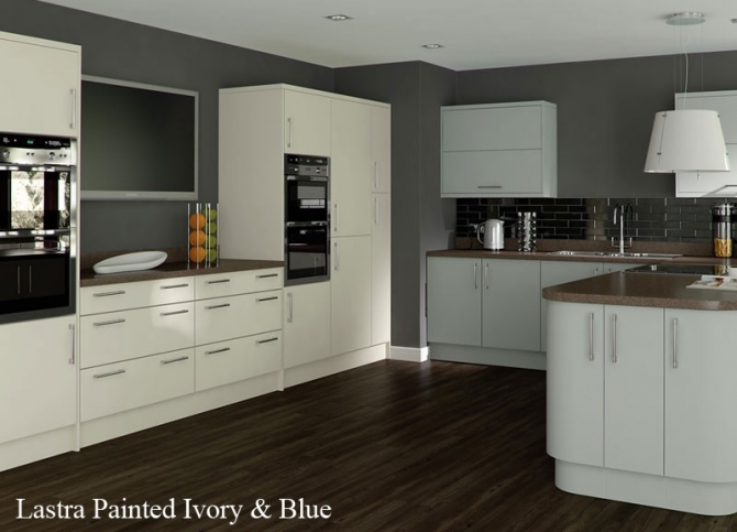 matt kitchen cream blue