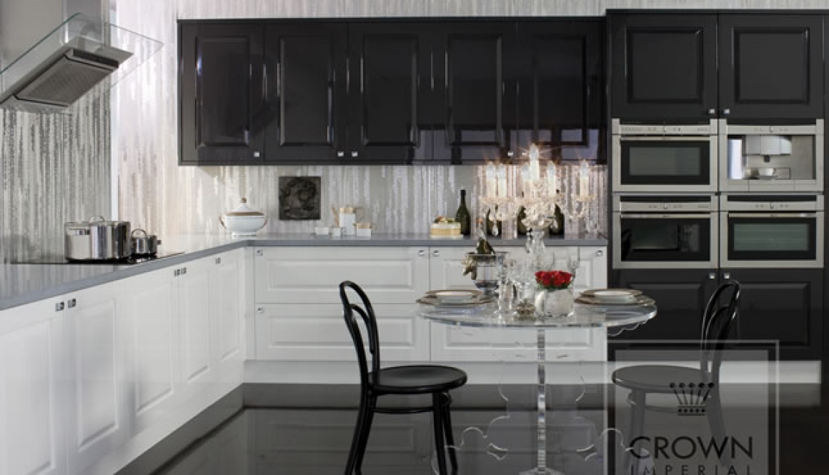 white black raised panel gloss kitchen