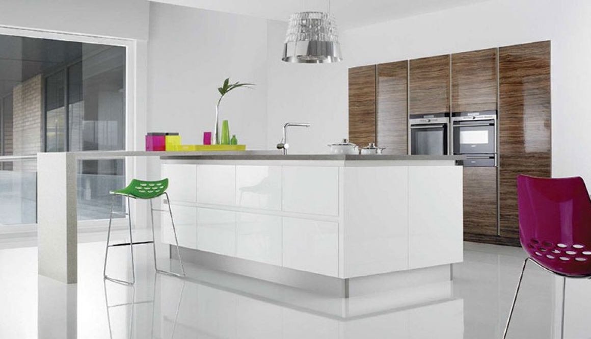 white olivewood gloss kitchen